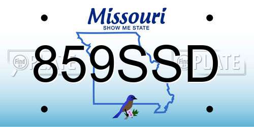 859SSD Missouri License Plate