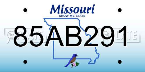 85AB291 Missouri License Plate