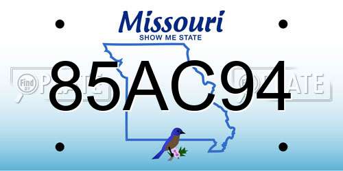 85AC94 Missouri License Plate