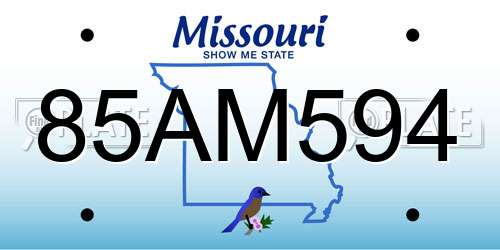 85AM594 Missouri License Plate