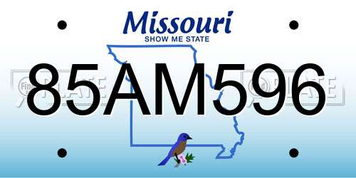 85AM596 Missouri License Plate