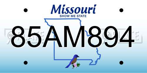 85AM894 Missouri License Plate