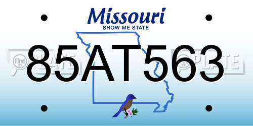 85AT563 Missouri License Plate