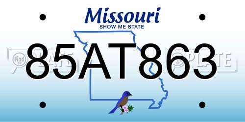 85AT863 Missouri License Plate