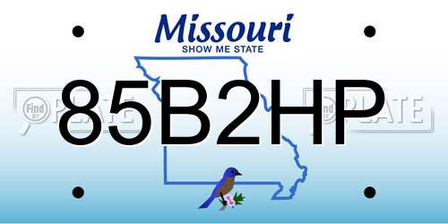 85B2HP Missouri License Plate