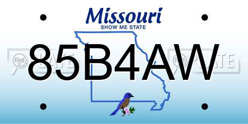 85B4AW Missouri License Plate
