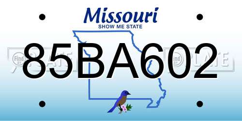 85BA602 Missouri License Plate