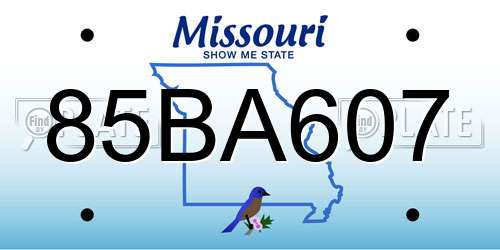 85BA607 Missouri License Plate