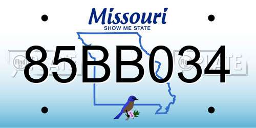 85BB034 Missouri License Plate