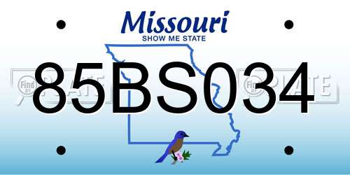 85BS034 Missouri License Plate