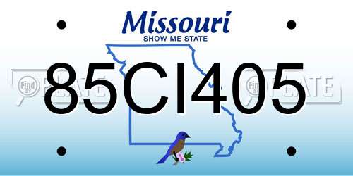 85CI405 Missouri License Plate