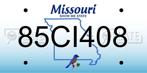 85CI408 Missouri License Plate
