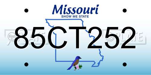 85CT252 Missouri License Plate
