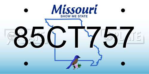 85CT757 Missouri License Plate