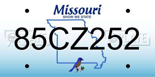 85CZ252 Missouri License Plate