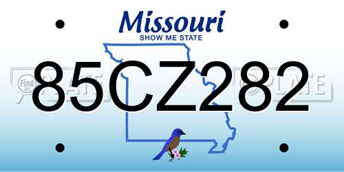85CZ282 Missouri License Plate