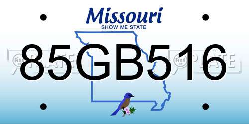 85GB516 Missouri License Plate