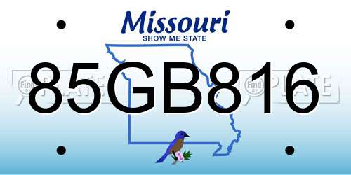 85GB816 Missouri License Plate