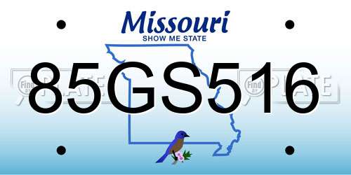 85GS516 Missouri License Plate