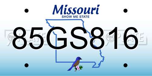 85GS816 Missouri License Plate
