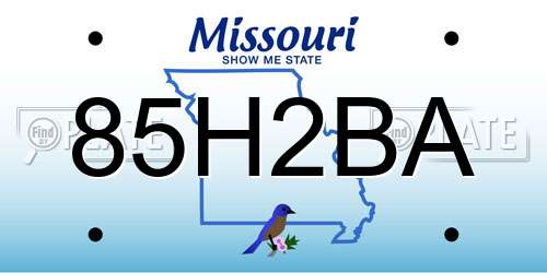 85H2BA Missouri License Plate
