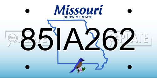 85IA262 Missouri License Plate