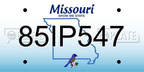 85IP547 Missouri License Plate