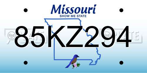 85KZ294 Missouri License Plate