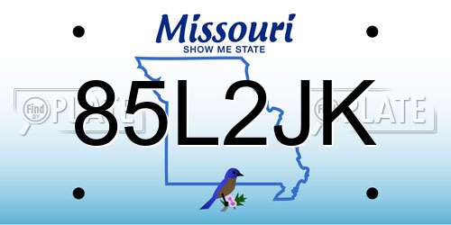 85L2JK Missouri License Plate