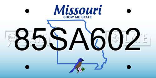 85SA602 Missouri License Plate