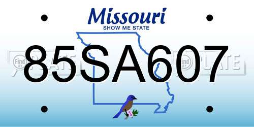 85SA607 Missouri License Plate