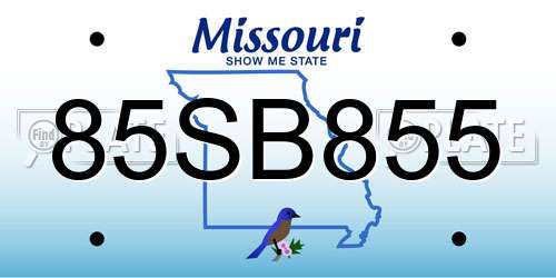 85SB855 Missouri License Plate