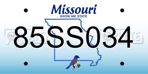 85SS034 Missouri License Plate
