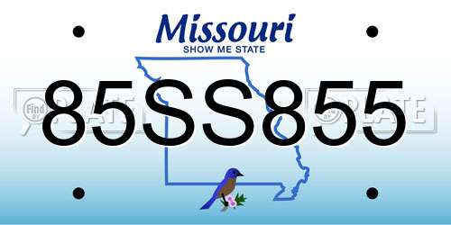 85SS855 Missouri License Plate
