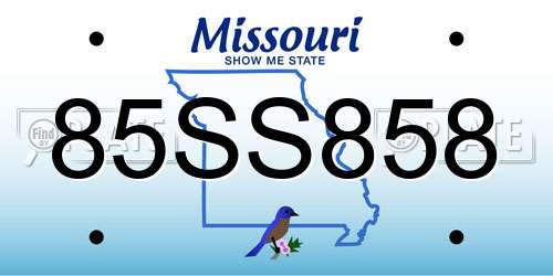 85SS858 Missouri License Plate