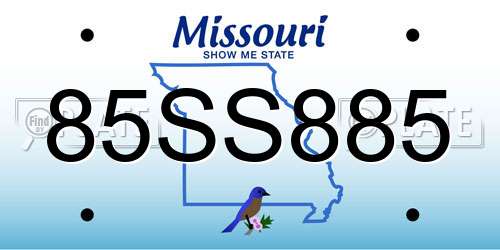 85SS885 Missouri License Plate