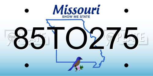 85TO275 Missouri License Plate
