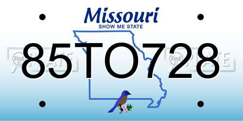 85TO728 Missouri License Plate
