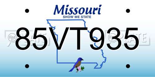 85VT935 Missouri License Plate