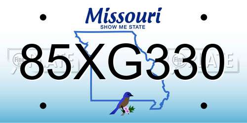 85XG330 Missouri License Plate