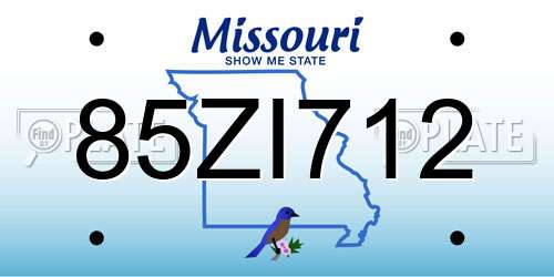 85ZI712 Missouri License Plate