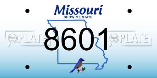 8601 Missouri License Plate