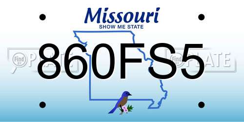 860FS5 Missouri License Plate