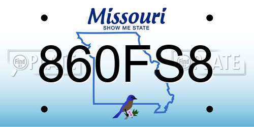 860FS8 Missouri License Plate