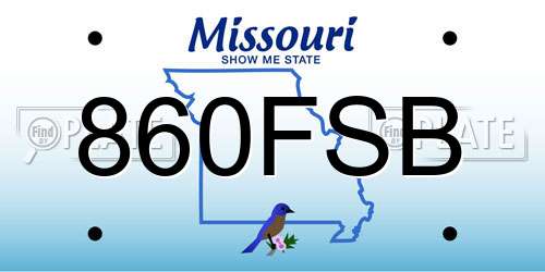 860FSB Missouri License Plate