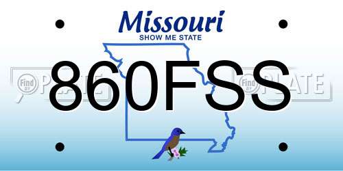 860FSS Missouri License Plate