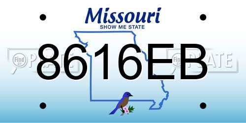 8616EB Missouri License Plate