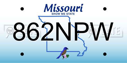 862NPW Missouri License Plate
