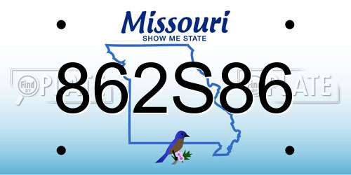 862S86 Missouri License Plate