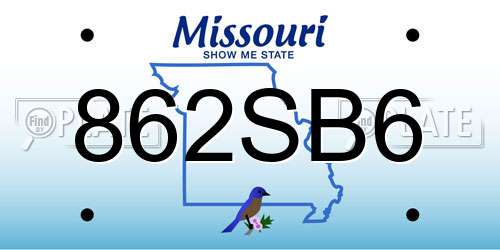 862SB6 Missouri License Plate